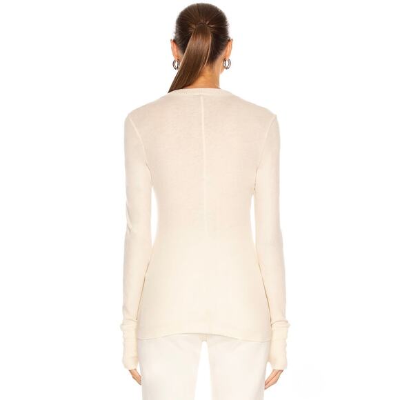 ENZA COSTA Cashmere Easy Cuffed U Neck Long Sleeve Top Womens Small Cream NEW - Picture 2 of 16